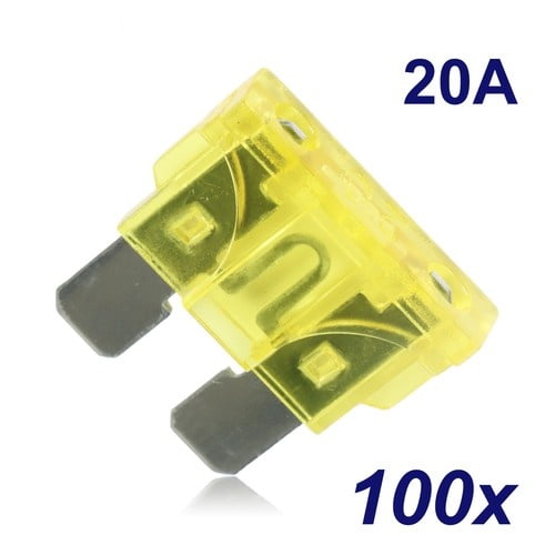 100Pcs 20 Amp ATC/ATO Standard Regular Fuse Blade 20A for Boat Marine