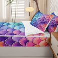 thumbnail image 5 of Homewish Mermaid Scale Zipper Twin Comforter Sets with Fitted Sheet and 2 Pillowcases For Kids Girls,Ocean Animal Zipper Bedding Set,Reversible,4pcs, 5 of 8