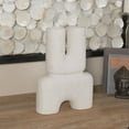 thumbnail image 3 of DecMode 15" Abstract Dual Opening U-Shaped White Ceramic Vase with Glossy Speckled Texture, 3 of 14