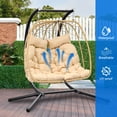 thumbnail image 3 of Uforic 2 Person Hanging Egg Chair Swing with Cushions for Patio, Bedroom, Garden and Balcony, Beige, 3 of 5