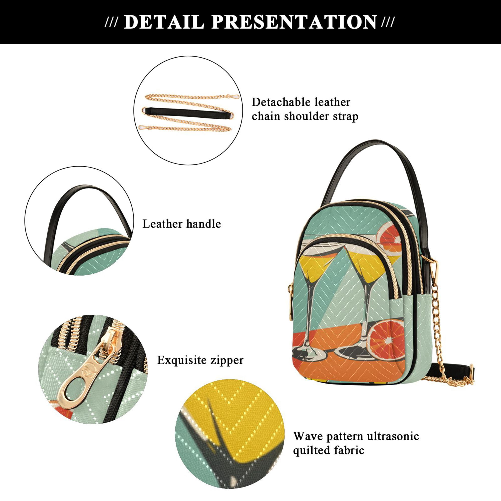 FORMRS Crossbody Bag for Women Quilted Travel Shoulder Cell Phone Purse with Chain Strap Handbag, Green Glasses