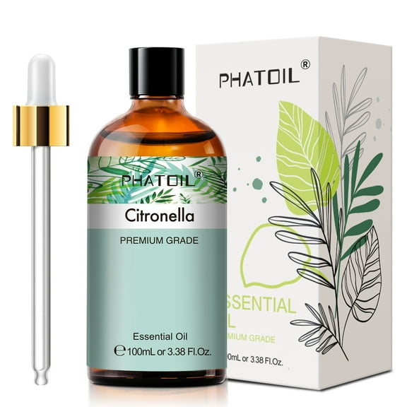 Pure Natural Citronella Essential Oil for Mosquito Repellent, Aromatherapy Diffuser, Skin & Hair Care - 100mL (3.38 Fl Oz)