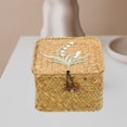 thumbnail image 5 of Straw Embroidery Gift Box Portable Storage Case Lidded Organizer Desktop Basket Wicker Small with, 5 of 6