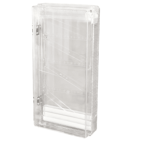 Wall Mounted Jewelry Organizer with Lined Interior, 12.6 x 6.1 x 1.4 in / 32 x 15.5 x 3.5 cm, Dust-Proof Jewelry Storage Case with Multiple Hooks & Trays for Necklaces, Earrings, Bracelets