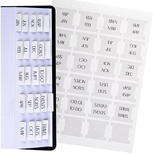 Pestañas Mensuales Planif. Laminadas DiverseBee, 24 Adhesivos Cuad. (12 Mensuales y 4 en Blanco), Pegat. Pestañas Planif., Separadores Mensuales (Arena)