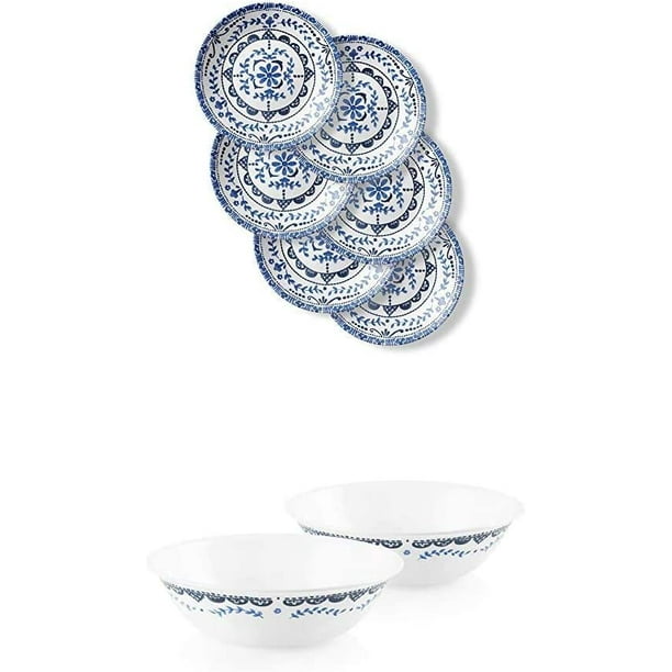 Corelle Chip Resistant Appetizer Plates, 6Piece, plus 1Quart Serving