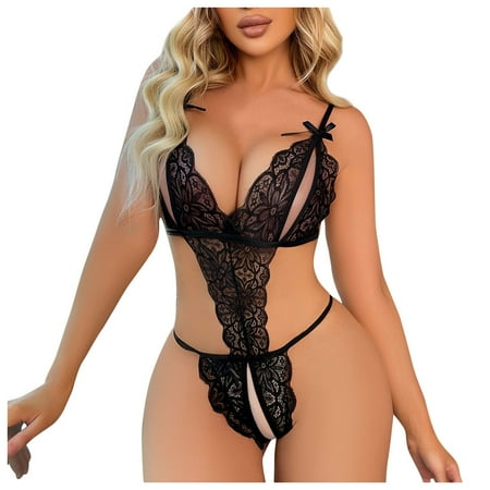 

HHei_K Women s Fashion charming Lace One-piece Set Suit Solid Color Wireless Bra charming Underwear Panties