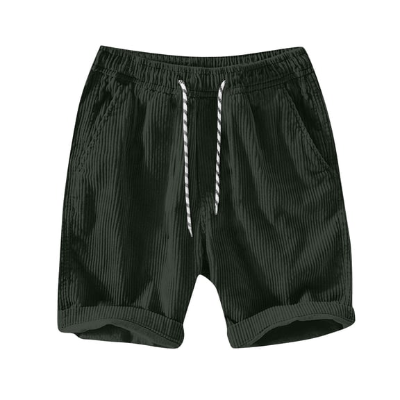 WRKEKC Men's Athletic Shorts Solid Color Corduroy Fitness Training Breathable Elastic Waist Shorts with Pocket 5-Inch Inseam