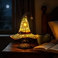 thumbnail image 2 of Clearance Halloween Table Lamp Decorations, Witch Hat Lamp Gifts - Handcrafted Retro Resin Witch Lamp, USB Powered Gothic Wizard Hats Night Light, Home Decor Accent Lamps for Bedroom, 2 of 8