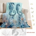 thumbnail image 5 of Coastal Seahorse Blue Blanket Soft Cozy Warm Throw Blanket for Couch, Plush Fuzzy Flannel Fleece Blankets for Sofa, Summer Beach Nautical Coral Starfish Bed Blankets Gifts for Men, 40"x50", 5 of 9