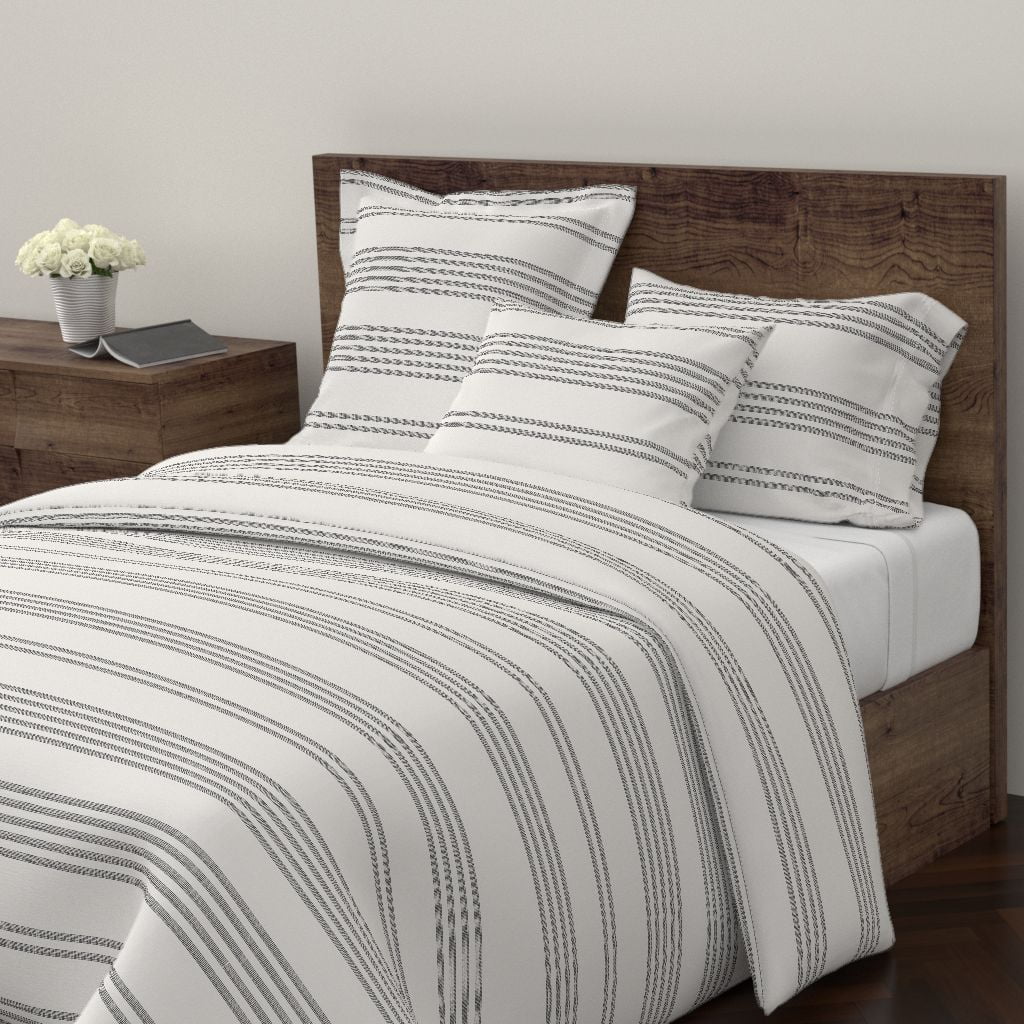 Stripe Grey Ticking Grey Stripes French Ticking Sateen Duvet Cover by