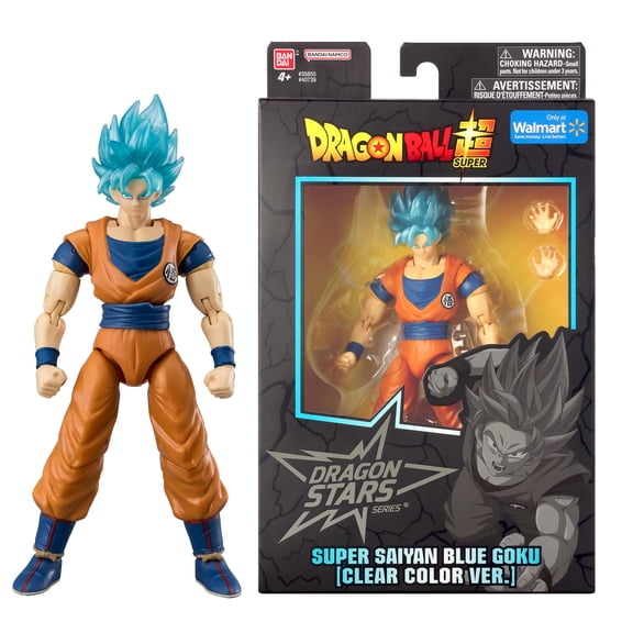 Dragon Stars Series - Dragon Ball Super - Super Saiyan Blue Goku (Clear color Ver.), 6.5" Action Figure (Walmart Exclusive)
