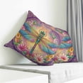 thumbnail image 3 of Purple Dragonfly Pillow Covers 16x16 Inch Decorative Throw Pillow Cover, Colorful Flowers Watercolor Chic Floral Plant Sofa Pillowcases Accent Cushion Case Home Decor Bedroom Living Room, 3 of 6