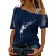 thumbnail image 1 of Gibobby Playera de Verano para Mujer Mujeres Impreso Hombro Tops Sexy Glitter Camisa manga corta Blusa Tops(Azul,CH), 1 of 4
