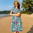 thumbnail image 4 of Logiee Excavator Print Womens Summer Dress,Casual Short Sleeve Sundresses,Beach A-line Shift Dress with Pockets, 4 of 6