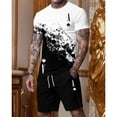 thumbnail image 3 of Traje casual de moda hawaiana para hombre, bandera del Día de la Independencia con fuegos artificiales geométricos creativos, estampado digital 3D, pantalones de playa para niños, 3 of 5
