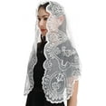thumbnail image 2 of Catholic Lace Mantilla Veil - Marian Apparitions Embroidery Spanish Church Mass Scarf Chapel Prayer Christian Veil, 2 of 6