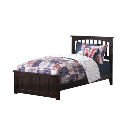 - Mission Traditional Bed with Matching Foot Board, Multiple Colors and Sizes