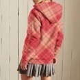 thumbnail image 5 of Uaswgudfs Women's Red Brown Plaid Printed Hooded Zip-Up Jacket, Long Sleeve Casual Coat with Pockets Drawstring - Trendy Daily & Winter Outerwear Pink XL, 5 of 7