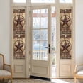 thumbnail image 2 of Rustic Country Window Privacy Film, Western Stars Brown Texture Wooden Print Static Cling UV Sun Blocking Heat Control Window Tint, Non-Adhesive One Way Windows Privacy Cover 17.7''x78.7'', 2 of 7