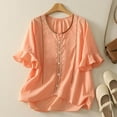 thumbnail image 2 of RongHuan Women Blouses Casual Dressy Summer Tops Button Down Vintage T-Shirts Crewneck Ruffle Tunic Spring Shirt, 2 of 9