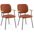 thumbnail image 1 of Costway Ensemble de 2 Chaises de Salle à Manger en Tissu de Lin Moderne Fauteuil d'Appoint de Cuisine Rembourré Orange, 1 of 9