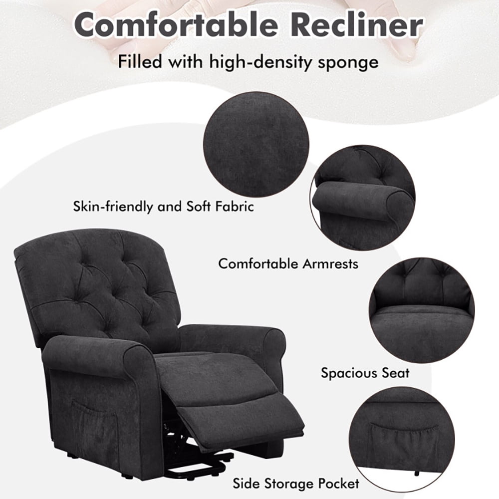 Finihen Recliner Chair, Recliner Chair Sofa for Elderly with Side Pocket and Remote Control, for Living Room, Bedroom, Black Finihen Recliner Chair, Recliner Chair Sofa for Elderly with Side Pocket and Remote Control, for Living Room, Bedroom, Black