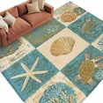 thumbnail image 2 of 6'x9' Area Rugs, Vintage Coastal Indoor Outdoor Area Rug for Living Room Bedroom, Summer Beach Sea Turtle Shell Starfish Washable Bathroom Rugs Kitchen Floor Carpet Mats Home Decor Aesthetic, 2 of 8