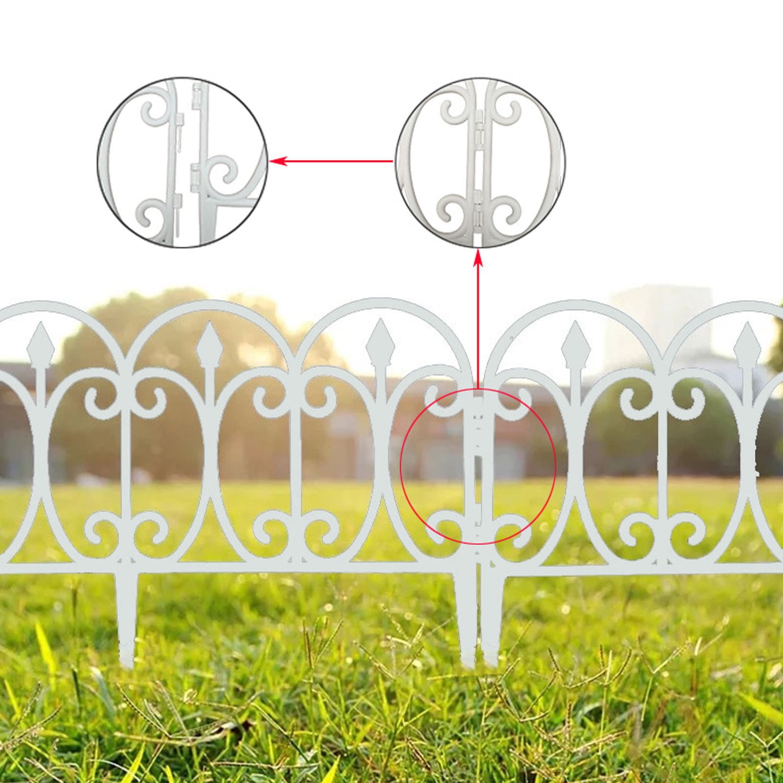 Plastic Garden Picket Fence 5-Pack, Modular Lawn and Flowerbed Edging, Decorative Yard Border, Outdoor Garden Barrier Set, Protective Fence Panels, Landscaping Divider Accessories