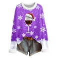 thumbnail image 4 of Fiaer Christmas Women Tshirts Crew Neck Trim Long Sleeve T Shirts Glass Snowflakes Loose Fit Trendy Tops Purple XL, 4 of 4