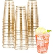 100 Pack 12 oz Gold Plastic Cups, Disposable Gold Cups, Heavy-duty Party Glasses for Wedding, Thanksgiving, Christmas Parties