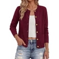 thumbnail image 6 of BTFBM Cardigan Sweaters for Wome Fall Clothes Long Sleeve Button Down Open Front Soft Knit Lightweight Sweater, 6 of 7
