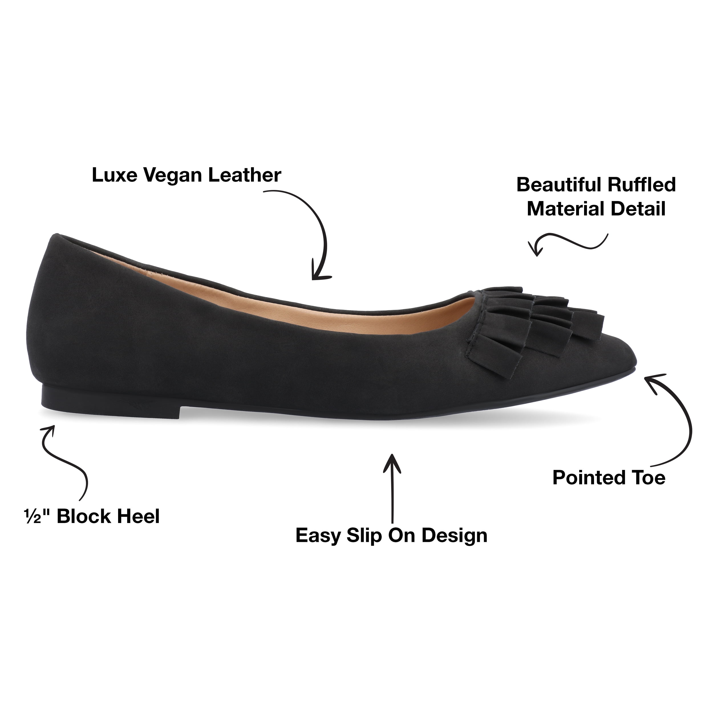Journee Womens Judy Slip On Pointed Toe Ballet Flats, Widths Available