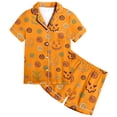 thumbnail image 4 of CAIVO 2 Piece Pajama Sets Girls Lapel Short Sleeve Button Down Shirt With Shorts Casual Loungewear Sleepwear For Kids Soft Breathable Summer Nightclothes Pyjamas, 4 of 4