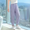 thumbnail image 2 of ZACPNCV Boys Girls Long Bloomers Soft Cotton Summer Pants Kids Solid Elastic Waist Harem Pants Basic Joggers Lounge Trousers Purple 14-15 Years, 2 of 7