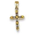 thumbnail image 1 of 14k Yellow Gold Citrine Diamond Cross Necklace Charm Pendant Religious Fancy, 1 of 7