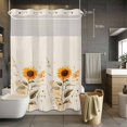thumbnail image 5 of Watercolor Sunflower No Hooks Shower Curtain with Snap-in Liner Spring Flower Plant Shower Curtains for Bathroom, Waterproof, Easy Install, Washable 72"x84", 5 of 9