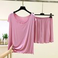 thumbnail image 2 of Kaemgyyd Womens Pajama Set Scalloped Hem Outfits Cap Sleeve Top with Elastic Waisted Shorts Pj Sleepwear Lounge Sets（Pink,X-Large）, 2 of 5