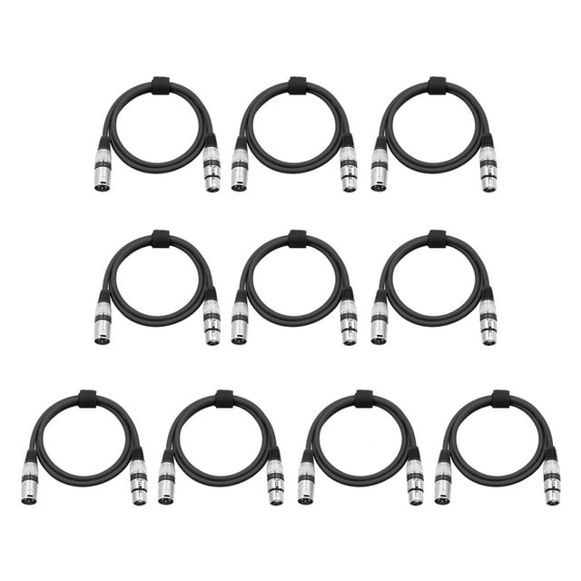 10 Pieces 3 Pin XLR Male to Female Microphone Cable DMX512 Cables Wires