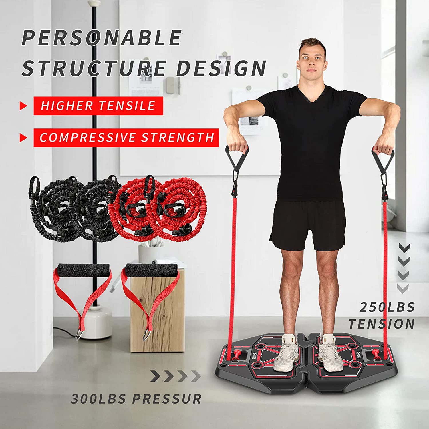Fusion Motion Portable Fitness Home Gym Equipment Kit with Push Up