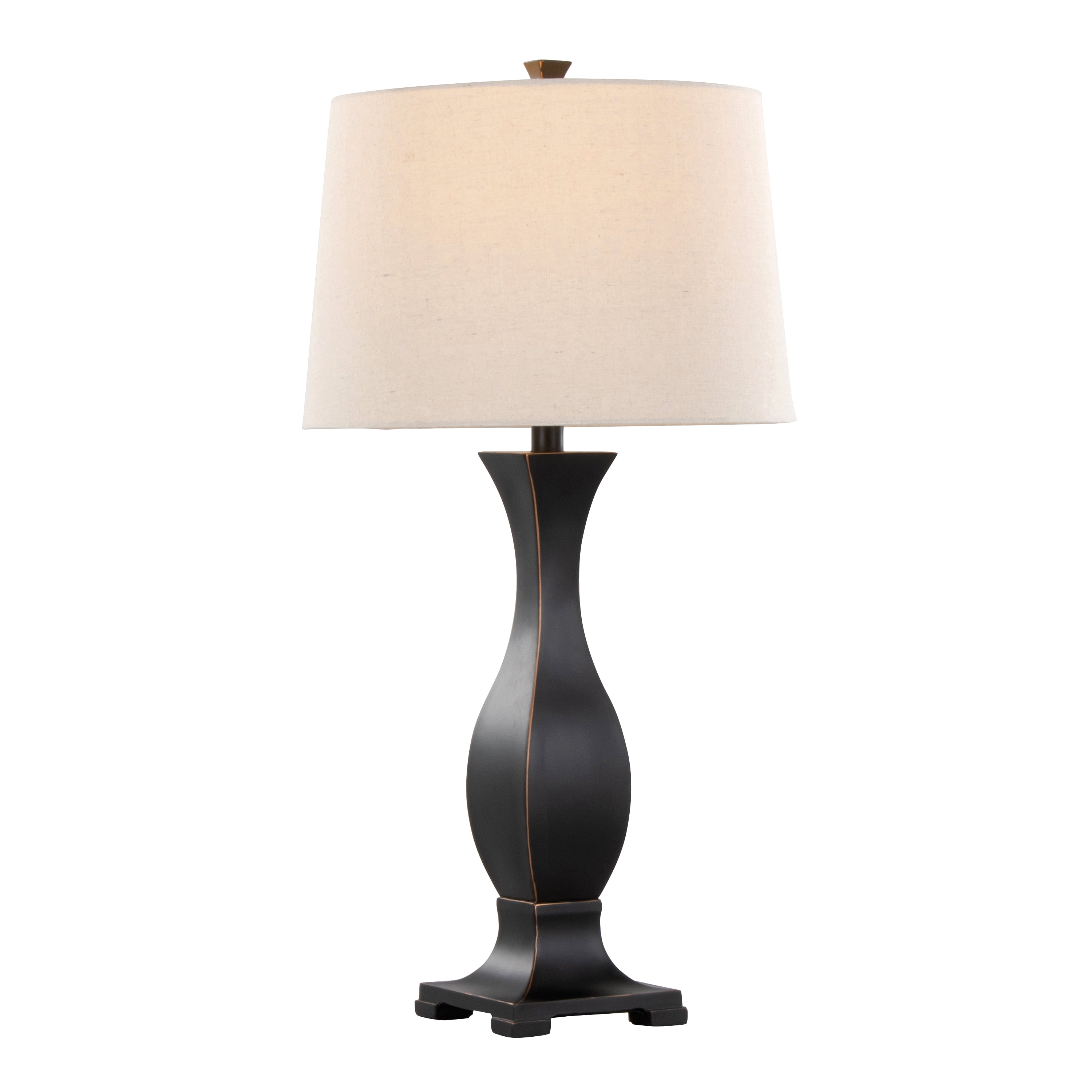 Newest 29" Contemporary 2-Piece Table Lamp Set, Oil Rubbed Bronze Polyresin with Oat Linen Shade