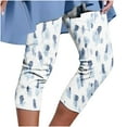 thumbnail image 2 of SBYOJLPB Plus Size Pants Women's Summer Casual Elastic Waist Printed Cropped Pants Light Blue L, 2 of 5