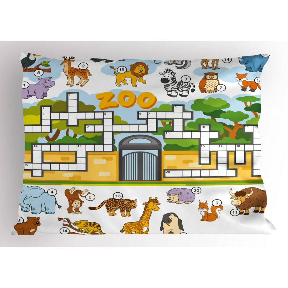 word search puzzle pillow sham zoo themed education game with different