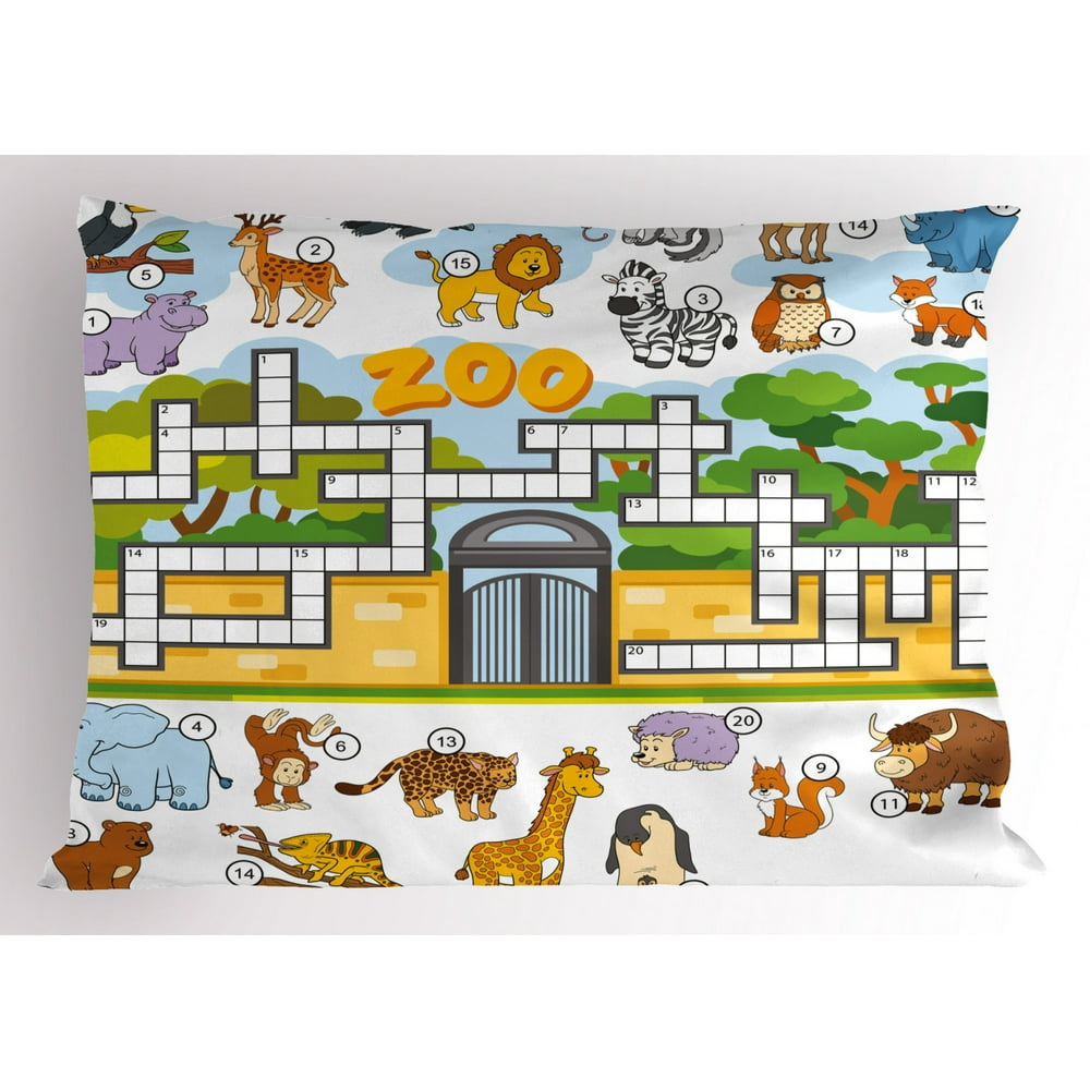 word search puzzle pillow sham zoo themed education game