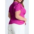 thumbnail image 2 of ELOQUII Women's Plus Size Shirred Sleeve Top With Buttons, 2 of 3