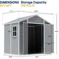 thumbnail image 5 of 8x6 FT Outdoor Resin Storage Shed with Floor, Lockable Double Door & Ramp, Waterproof Plastic Garden Shed with Window & Vents for Patio Backyard Grey, 5 of 7
