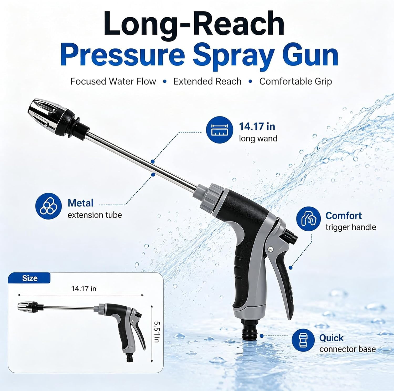 Power Blast Plus, Handheld Portable Pressure Washer with 360°Rotating Nozzle, 3 Spray Modes, Tool-Free Setup for Driveway & Outdoor Cleaning