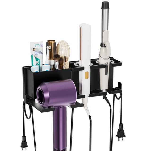 Soporte de pared para secador de pelo BOIVSHI de metal negro