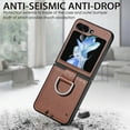 thumbnail image 5 of ELEHOLD for Samsung Galaxy Z Flip 7 Leather Case Cover, with Metal Finger Ring Holder Slim Lightweight Shockproof Non-Slip Case for Galaxy Z Flip 7 ,Brown, 5 of 11