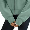 thumbnail image 5 of QUYUON Crop Sweatshirts for Women Lightweight Long Sleeve Cropped Zip up Hoodie with Pockets Drawstring Full Zip Thin Hooded Jackets Women's Casual Workout Long Sleeve Crop Tops Green XL, 5 of 7